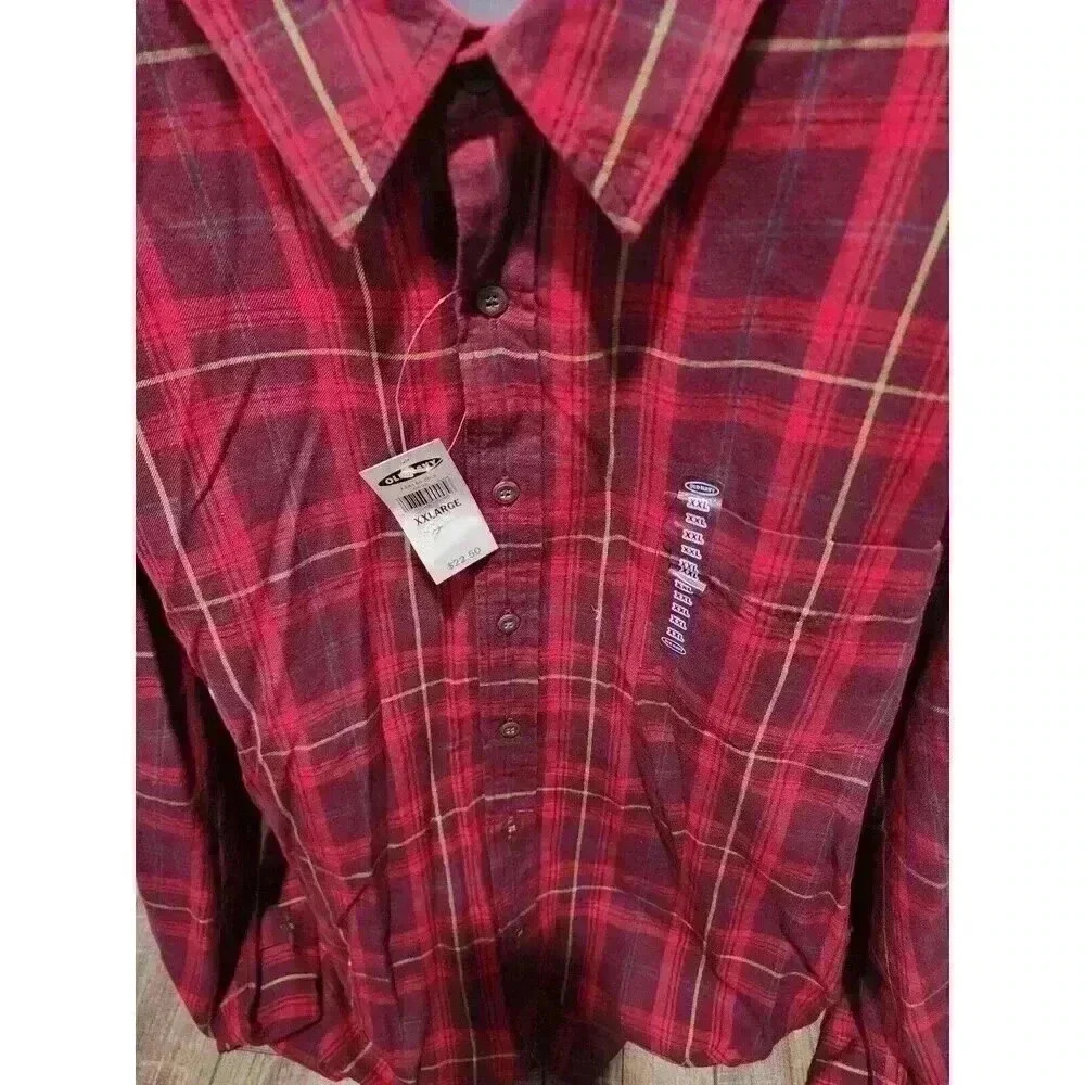 Old navy Men's Shirt Button Down Long sleeve Regular fit Red Size XXL - Picture 2 of 6